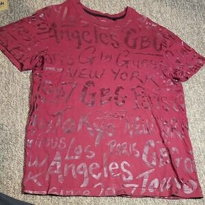 Guess Maroon Cotton Tee